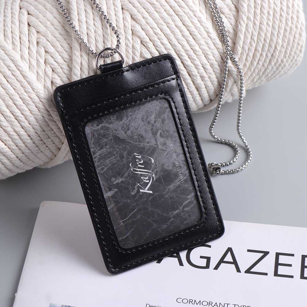 Vagen leather id card hold badge tag holder