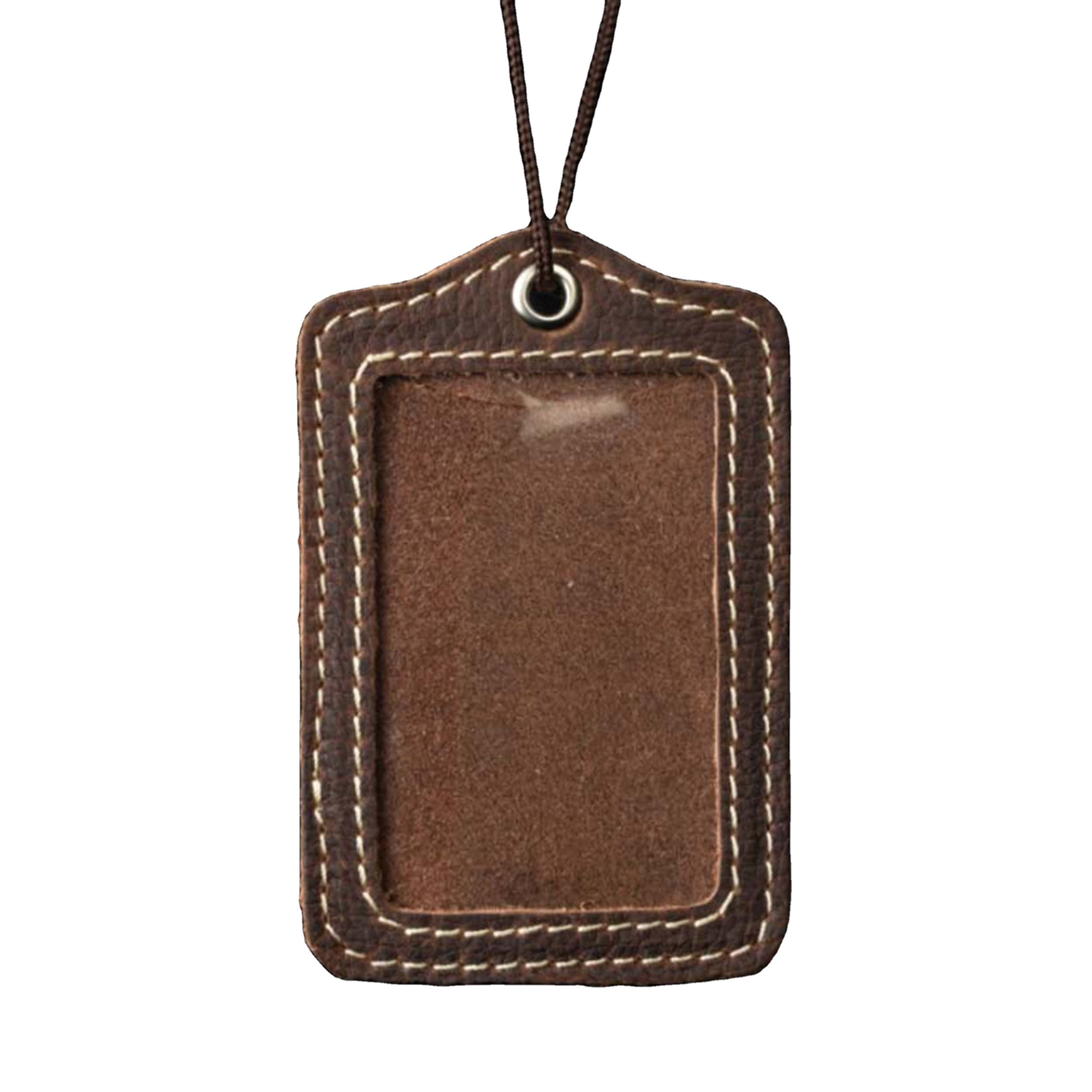 Leather ID Card Holder Custom Wholesale Manufacture Top Quality Cowhide Leather Badge Holder