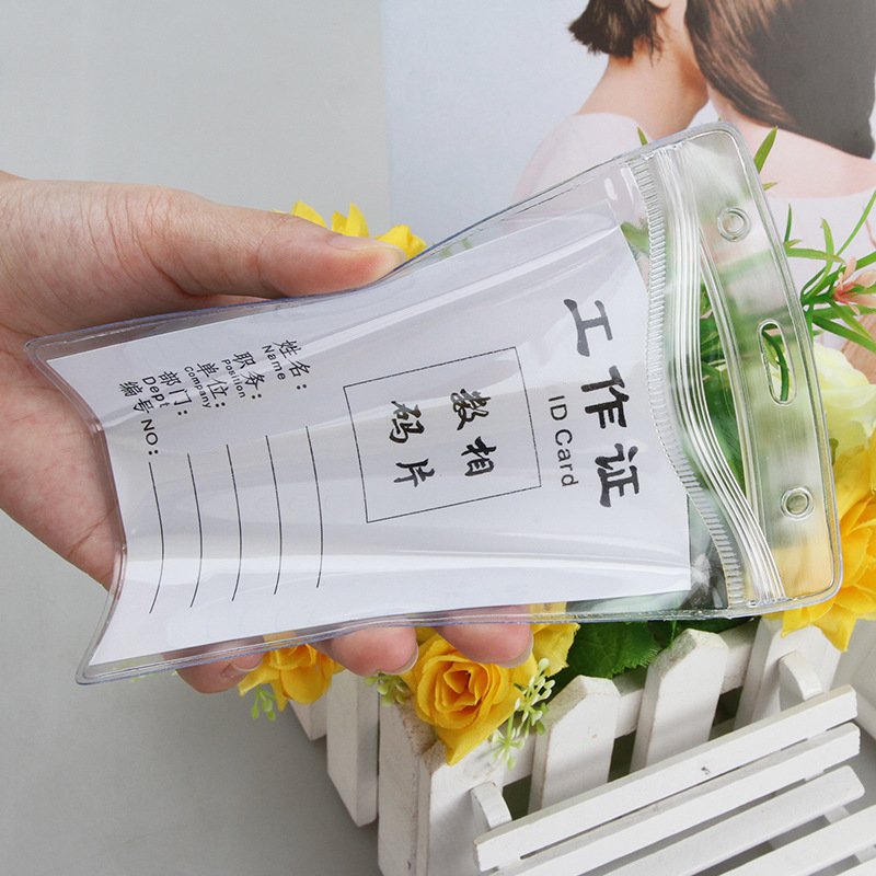 Cheap Waterproof Soft Transparent PVC ID badge Holder Clear ID PVC Card Holder for Employee School Student