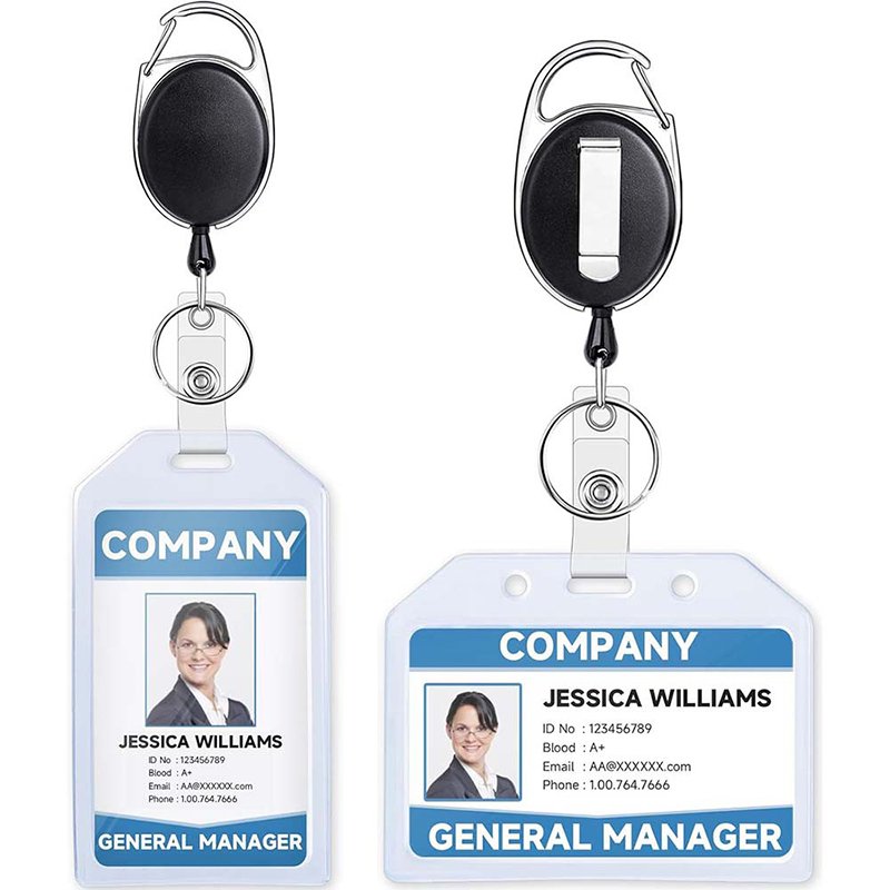 Best Sale ID Lanyard Name Tag Card Holder Custom Logo Retractable Badge Holder Reel Keychain With Metal Clip