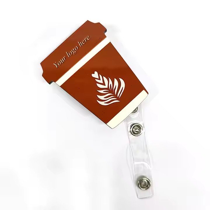 Sublimation Coffee Badge Reel MDF Nurse Badge Holder Blank Cafe Stuff Badge Holder