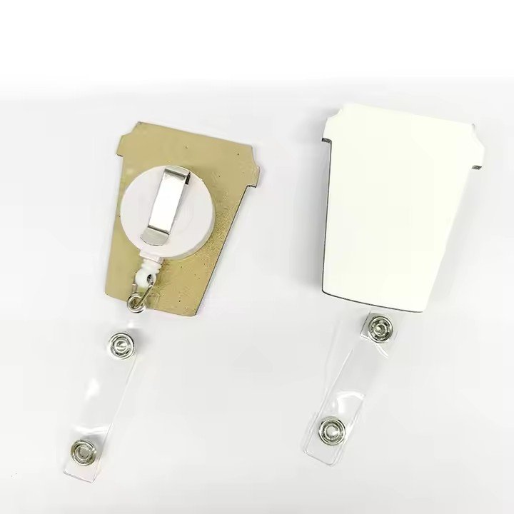 Sublimation Coffee Badge Reel MDF Nurse Badge Holder Blank Cafe Stuff Badge Holder