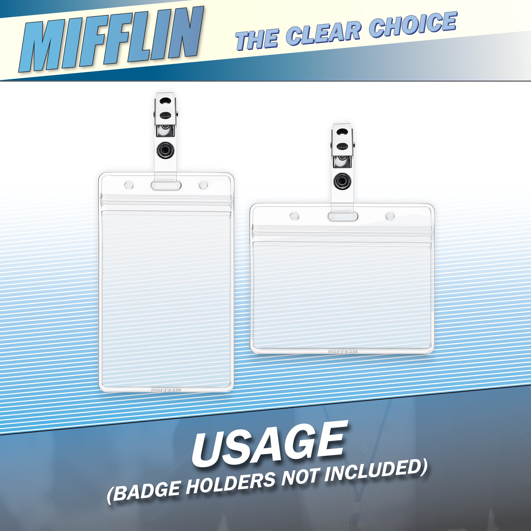 Soft PVC ID Card Badge holder Vertical Slot Zipper 2.25" x 3.5" with Metal Clip Bulk Buy Name Tags For Office and School Usage