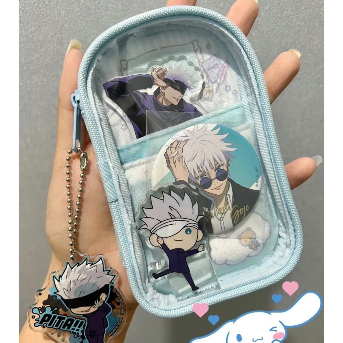 Kawaii Transparent PVC Storage Bag Cartoon Keychain Pendant Badge Itabag Mini Toy Doll Case Holder