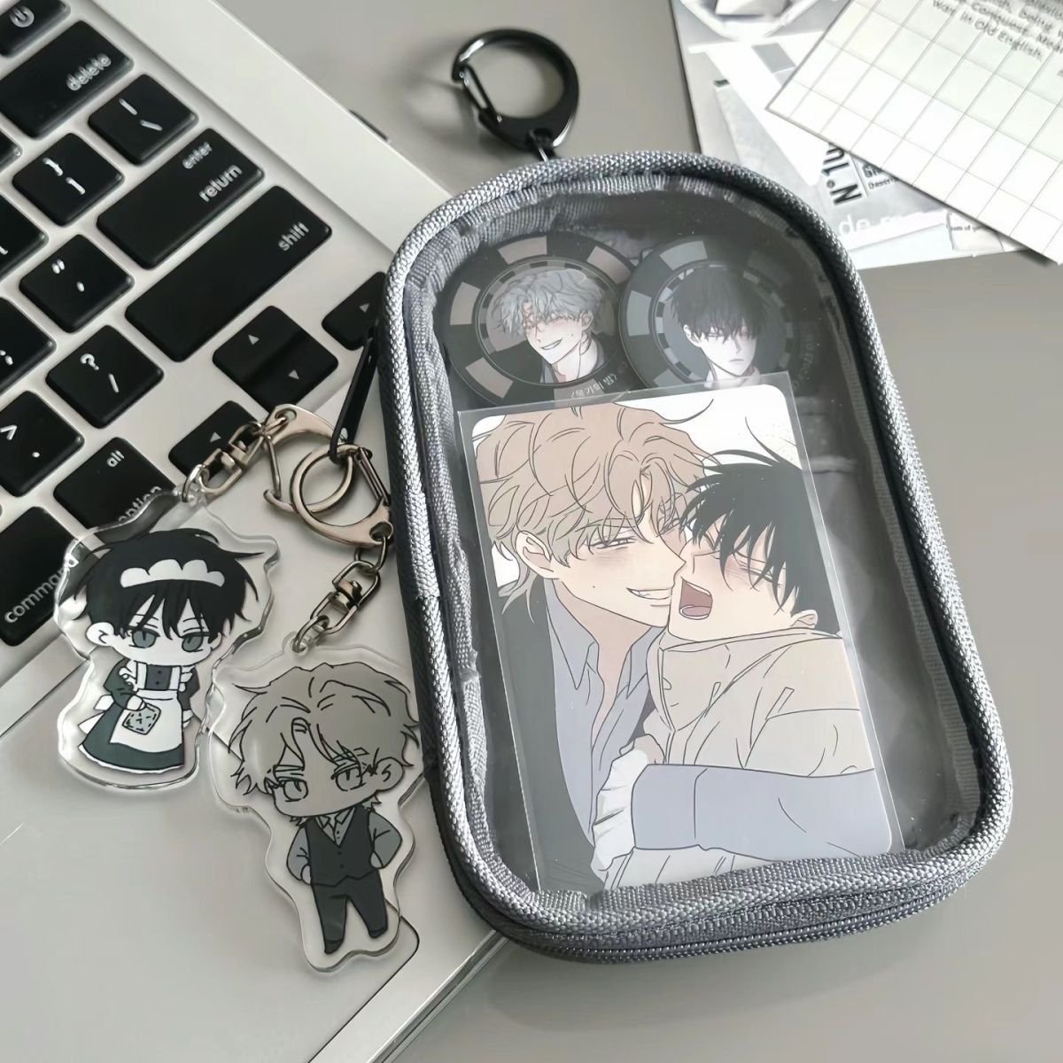 Kawaii Transparent PVC Storage Bag Cartoon Keychain Pendant Badge Itabag Mini Toy Doll Case Holder