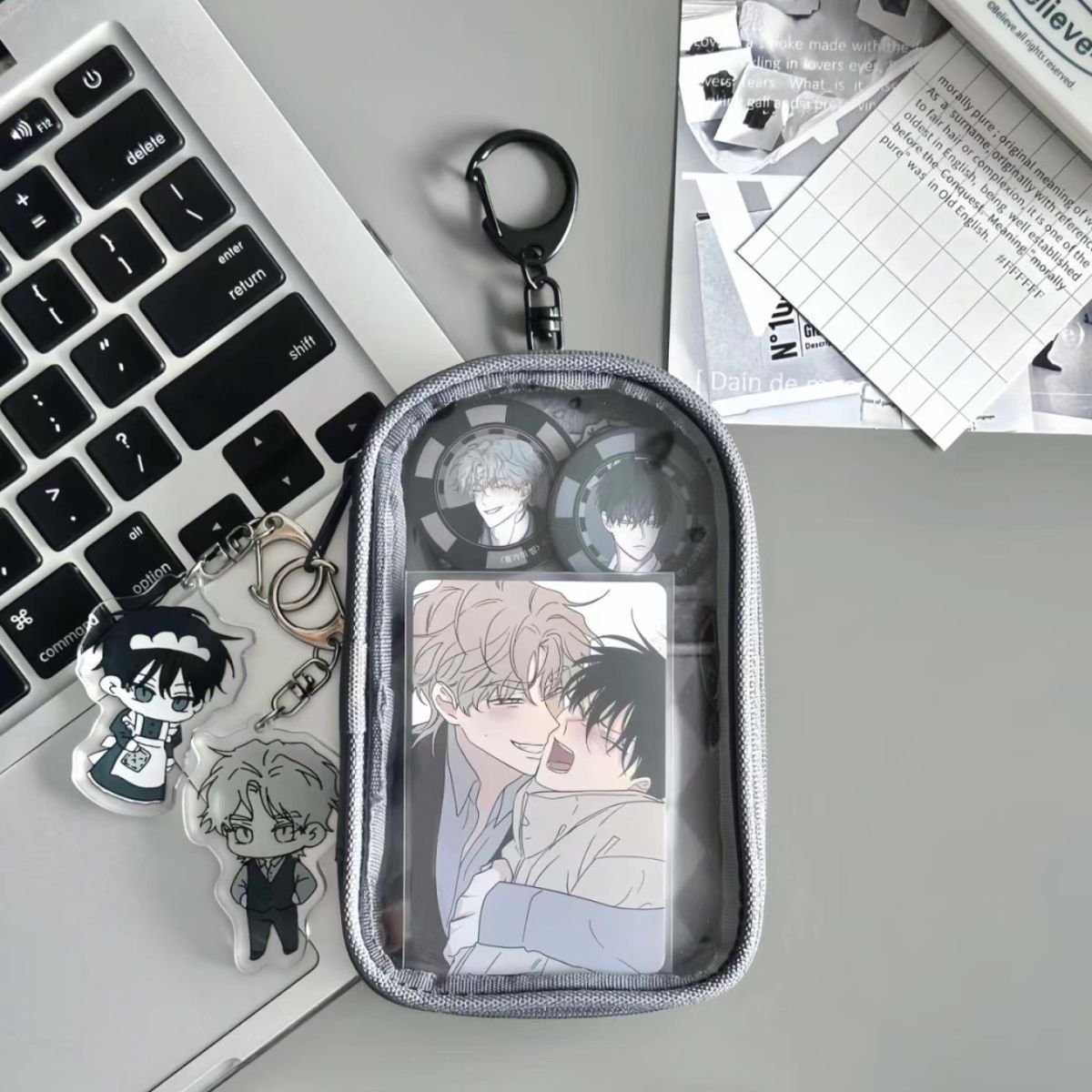 Kawaii Transparent PVC Storage Bag Cartoon Keychain Pendant Badge Itabag Mini Toy Doll Case Holder