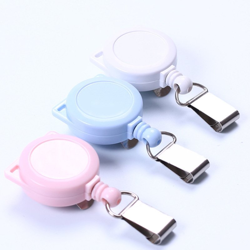 3.5*9 cm novelty smooth metal buckle back clip cartoon design cat shape plastic women's office name cards badge holder pull reel