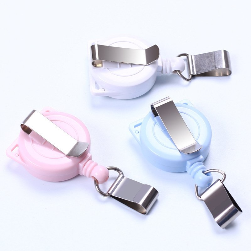 3.5*9 cm novelty smooth metal buckle back clip cartoon design cat shape plastic women's office name cards badge holder pull reel