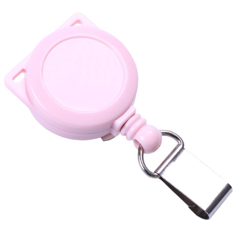 3.5*9 cm novelty smooth metal buckle back clip cartoon design cat shape plastic women's office name cards badge holder pull reel