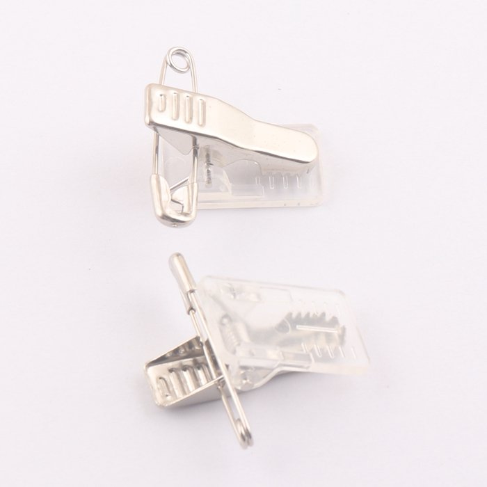 plastic base ID card holder badge clip with safety pin for lapel brooch