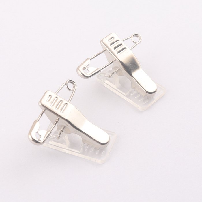 plastic base ID card holder badge clip with safety pin for lapel brooch