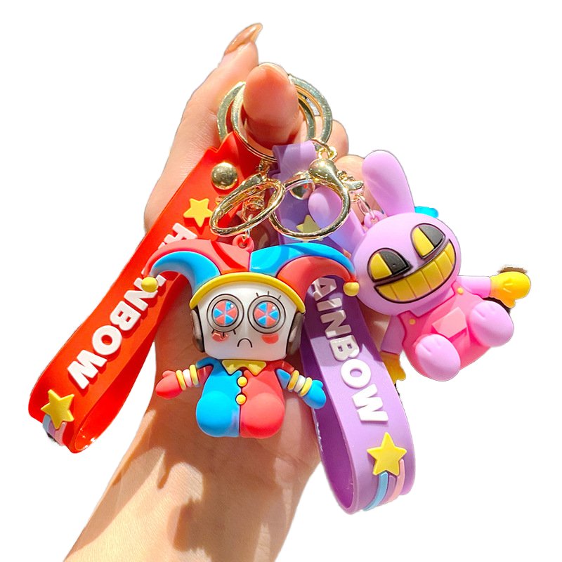 The Amazing Digital Circus Clown Rabbit PVC Charms Keychain Bag Pendant Car Key Holder Lanyard