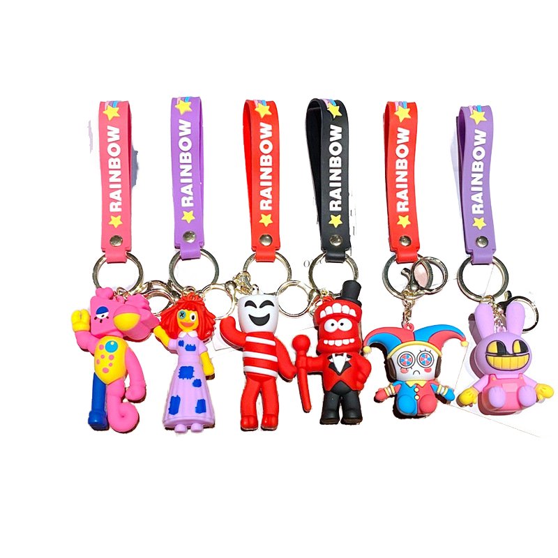 The Amazing Digital Circus Clown Rabbit PVC Charms Keychain Bag Pendant Car Key Holder Lanyard