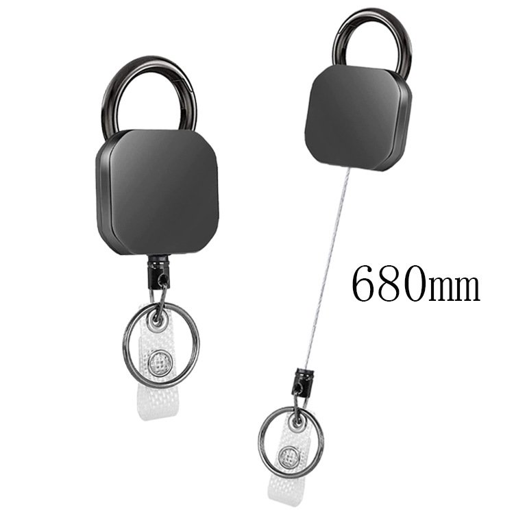 Custom Logo Heavy Duty Zinc Alloy Retractable Badge Holder Reel Square Metal ID Badge Card Holder With Belt Clip For Camping