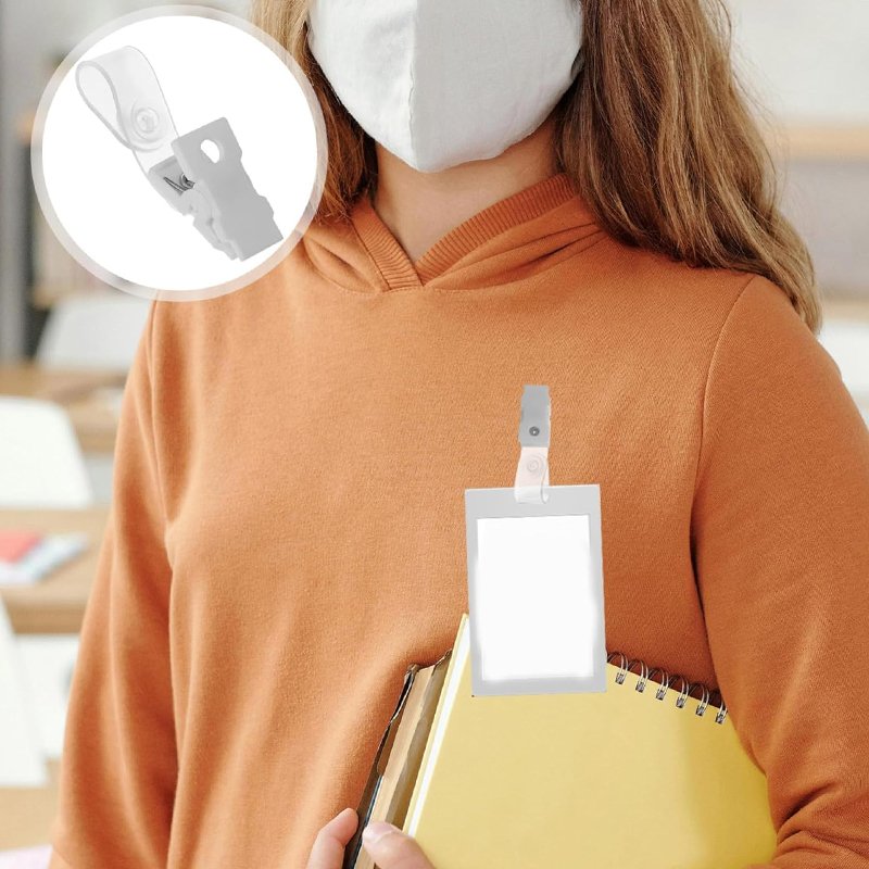 Wholesale Plastic Id Name Badge Clips Multifunctional Holder Office Stationery Clip With Clear Pvc Straps