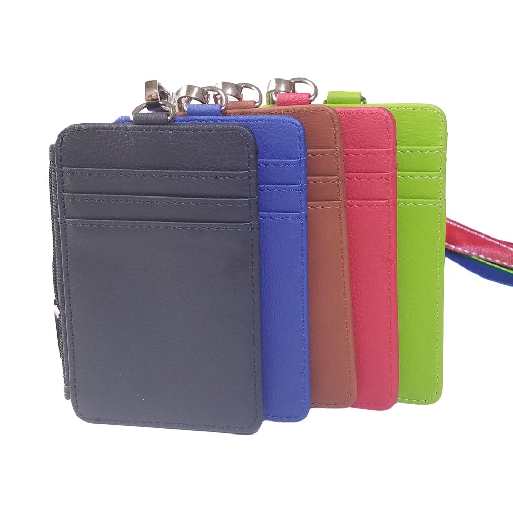 Wholesale hot sell Vertical Style PU Leather Business Id Credit Card Badge Holder With Lanyard