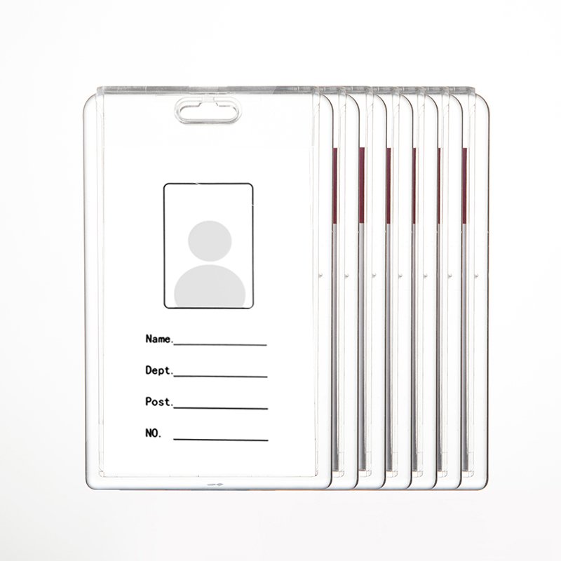 Hot Sale Customizable Pattern Horizontal Clear Acrylic Card Holder with Neck Strap for Business Cards Office School Tags Badges