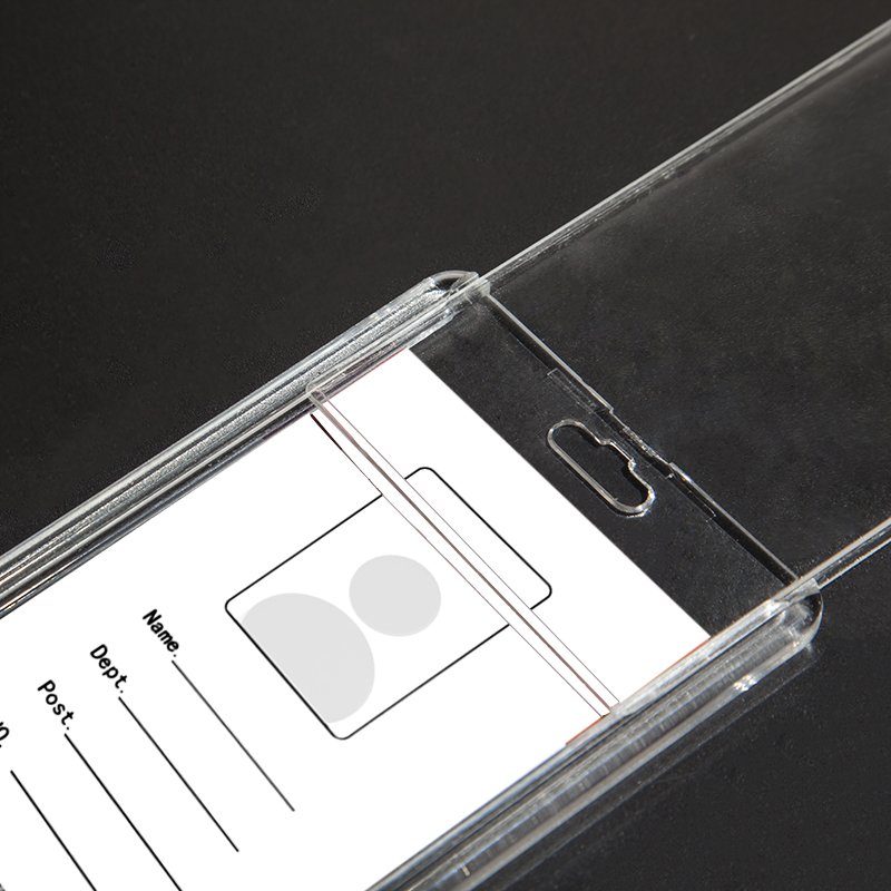 Hot Sale Customizable Pattern Horizontal Clear Acrylic Card Holder with Neck Strap for Business Cards Office School Tags Badges