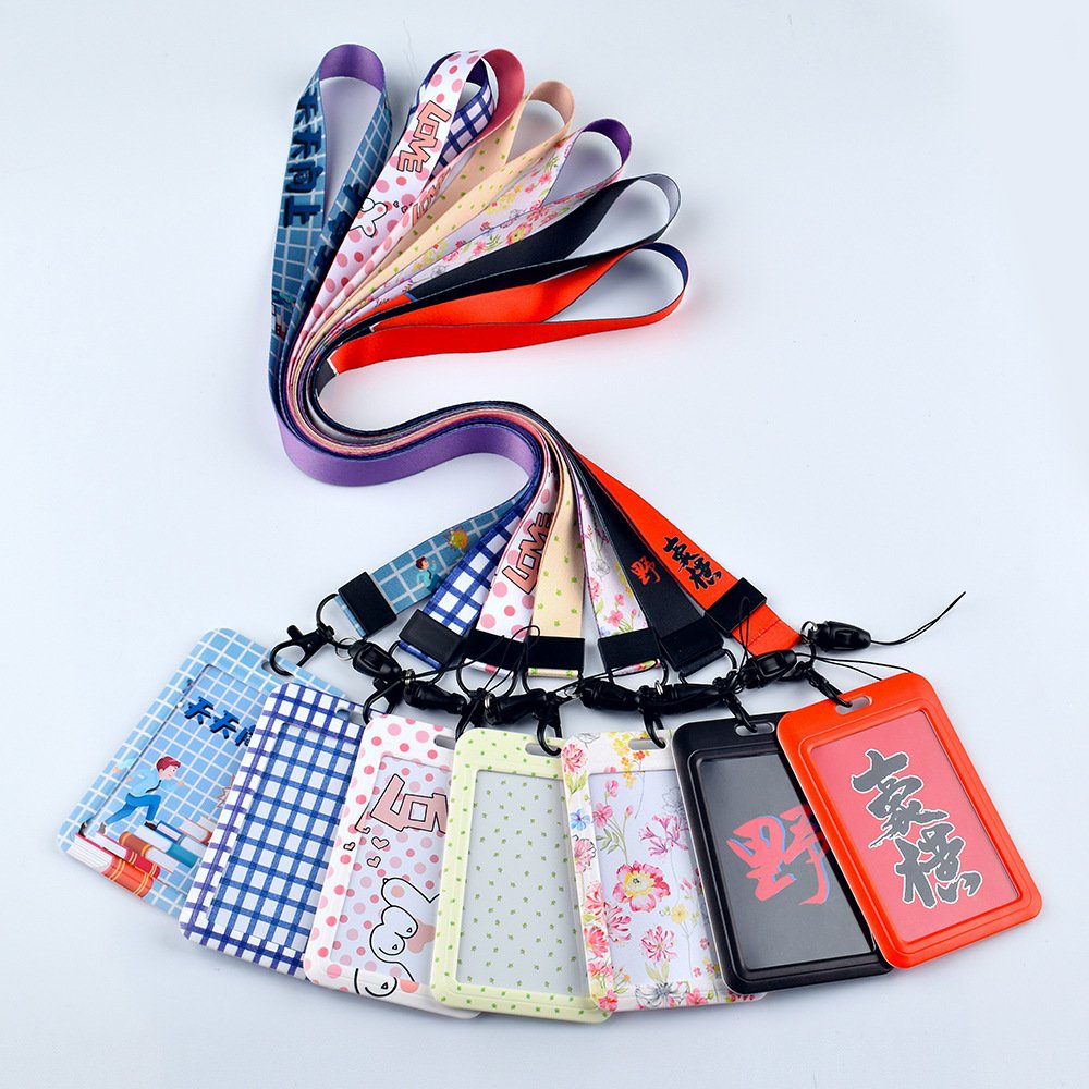 Promotional Custom Printed Logo Woven Rope Mobile Phone Lanyard With ID Card Badge Holder Neck Strap Teacher Polyester Lanyard