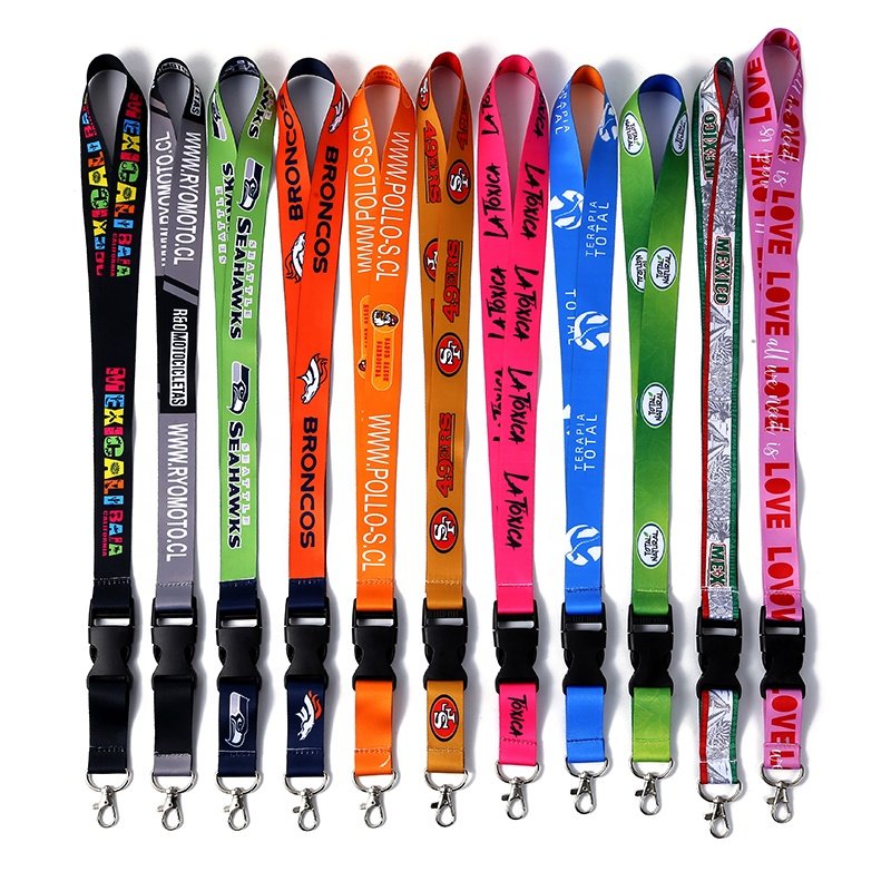 Wholesale Custom Sublimation Printed ID Card Badge Holder Polyester Lanyard Keychain Lanyards with Logo Custom