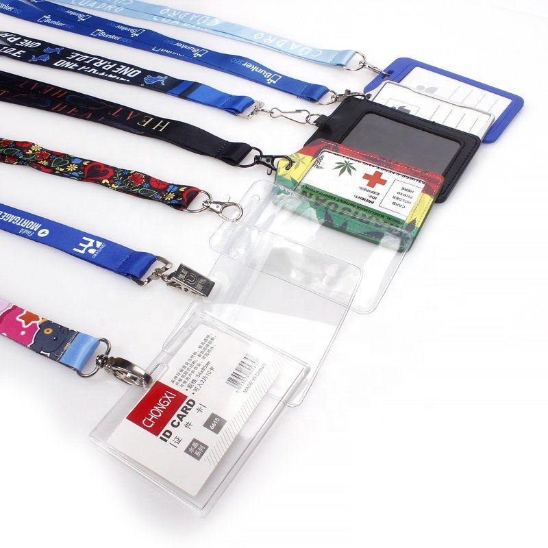 Wholesale Custom Sublimation Printed ID Card Badge Holder Polyester Lanyard Keychain Lanyards with Logo Custom
