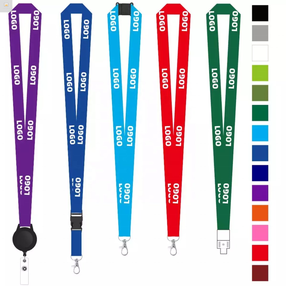 Wholesale Custom Sublimation Printed ID Card Badge Holder Polyester Lanyard Keychain Lanyards with Logo Custom