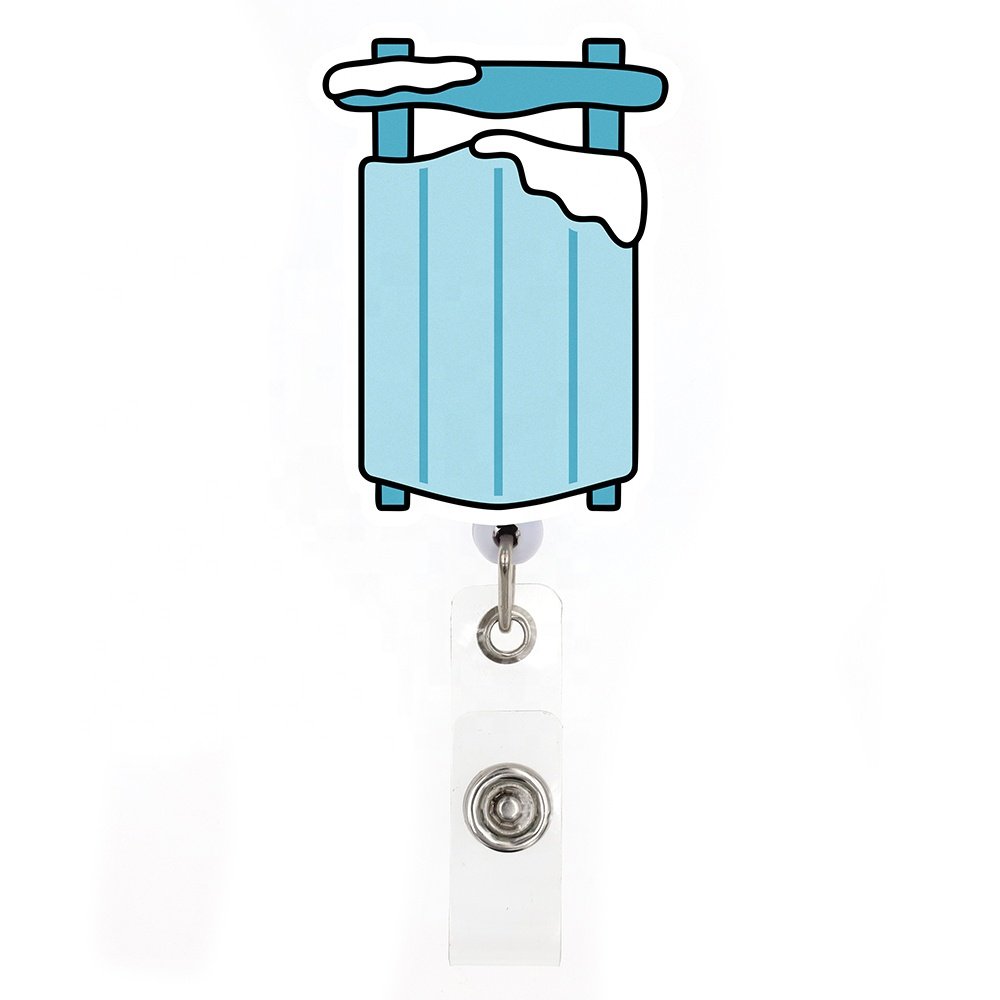 New Style Christmas Series Badge Holder Acrylic Snowman Ice Skates Gingerbread Man Badge Reel