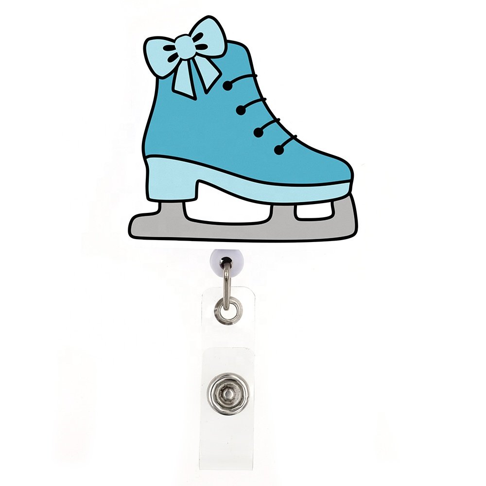 New Style Christmas Series Badge Holder Acrylic Snowman Ice Skates Gingerbread Man Badge Reel