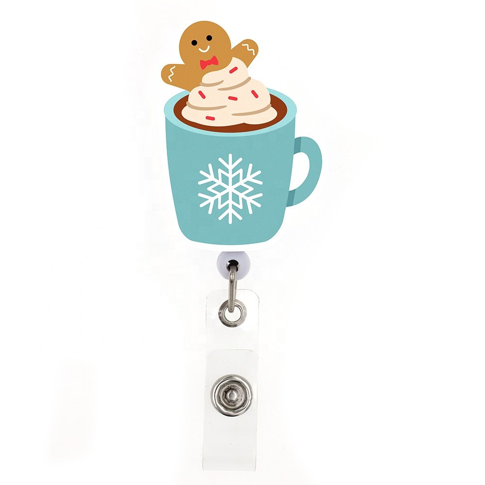 New Style Christmas Series Badge Holder Acrylic Snowman Ice Skates Gingerbread Man Badge Reel