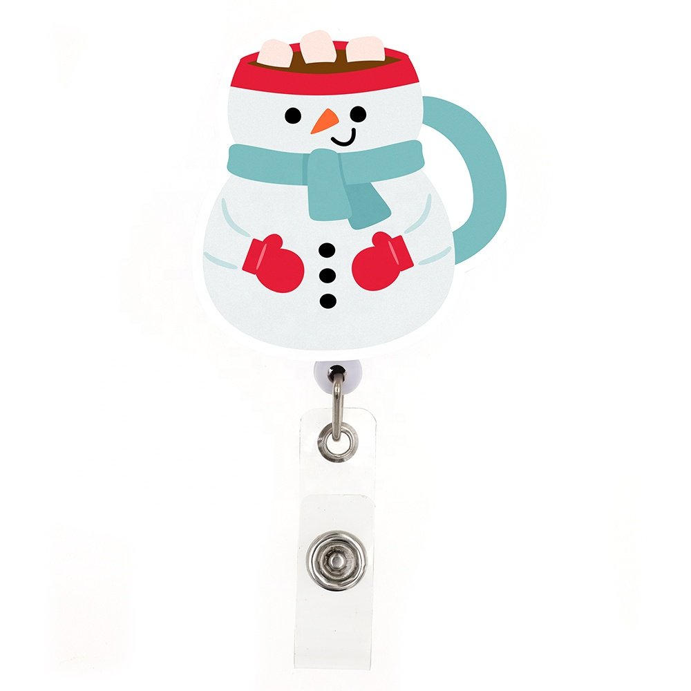 New Style Christmas Series Badge Holder Acrylic Snowman Ice Skates Gingerbread Man Badge Reel