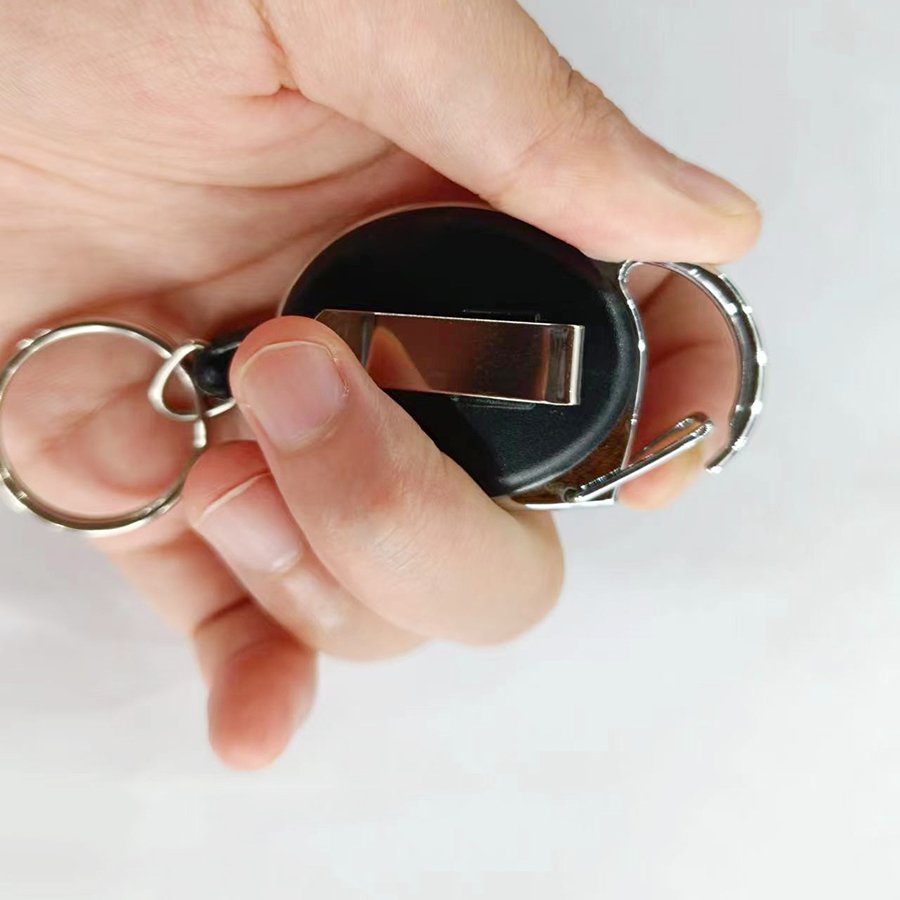Customized Heavy Duty Retractable Telescopic Keychain Metal Id Badge Reel Holder With Belt Clip Key Ring For Name Card Keychain