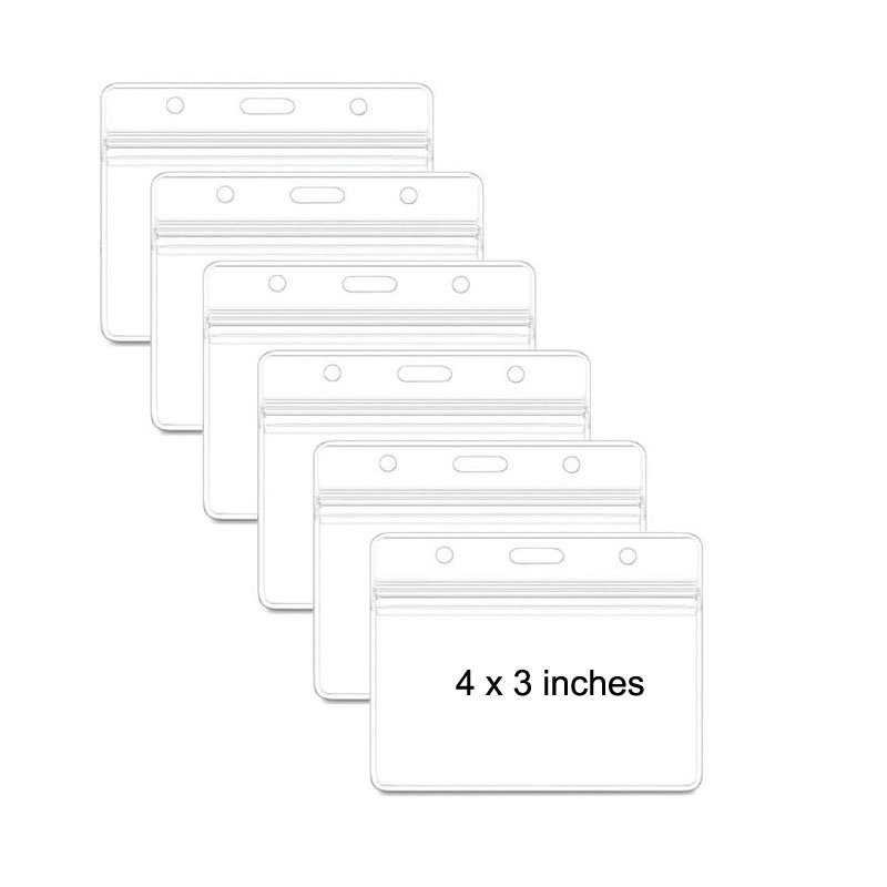 Custom 4 X 3 in Clear PVC ID Pouch Card Name Badge Cards Holder Exhibition id badge holder 4x3