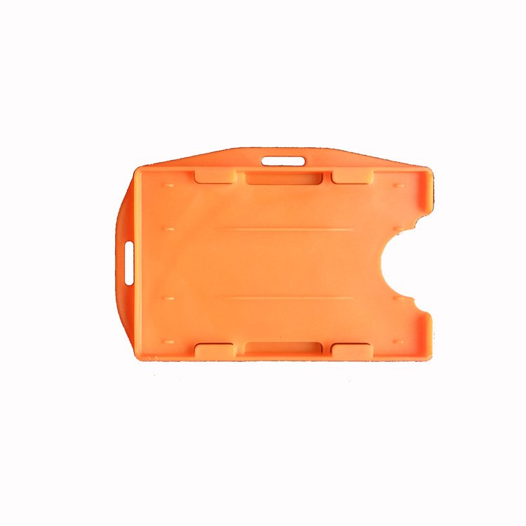 Multi-color PP frosted cover customized Hard Plastic Open Face ID Card Badge Holder Horizontal Dual Use Card Holders