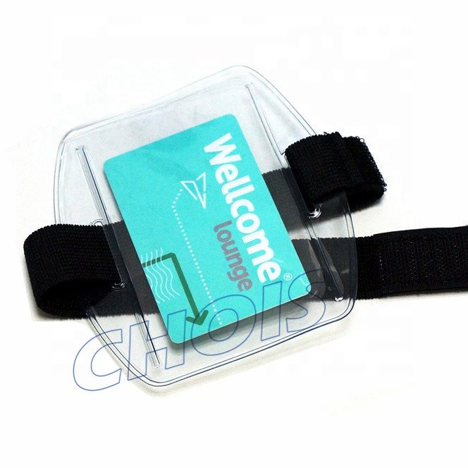 High quality Low Cost Sports Armband Badge Holder, Clear PVC & Colorful Elastic Strap