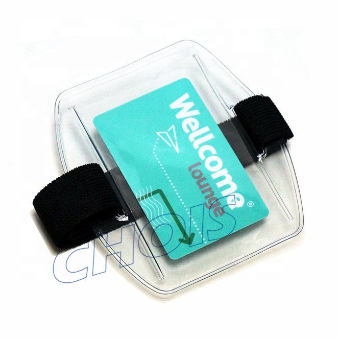 High quality Low Cost Sports Armband Badge Holder, Clear PVC & Colorful Elastic Strap