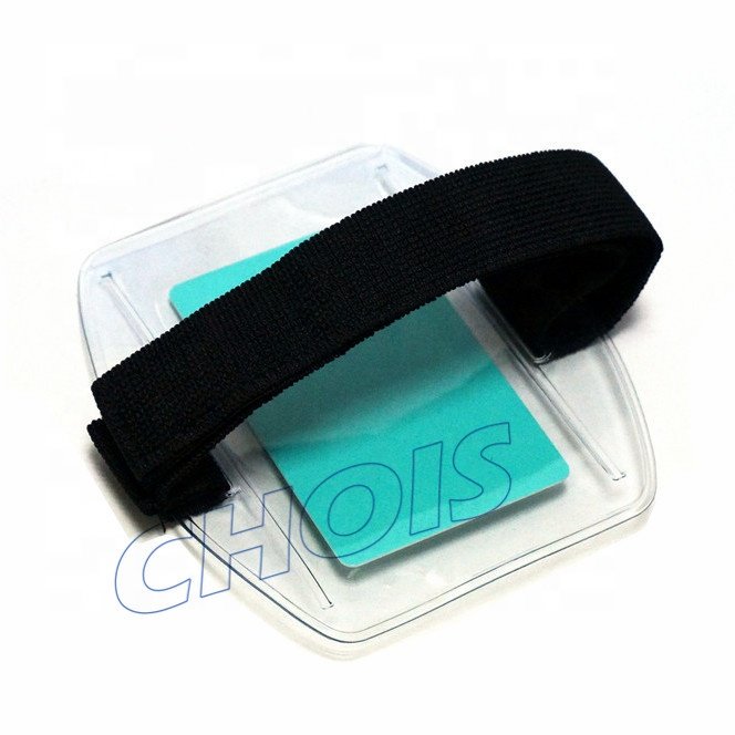 High quality Low Cost Sports Armband Badge Holder, Clear PVC & Colorful Elastic Strap