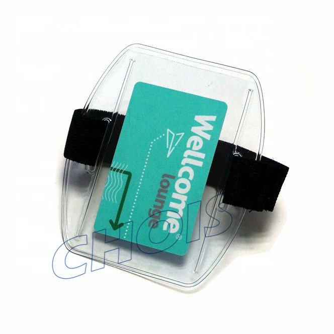 High quality Low Cost Sports Armband Badge Holder, Clear PVC & Colorful Elastic Strap