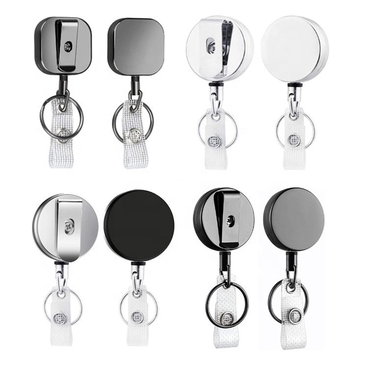 4CM Metal Retractable Reel ID Badge Holder with Belt Clip Plastic Badge reel Keyring for Door Car Keychain