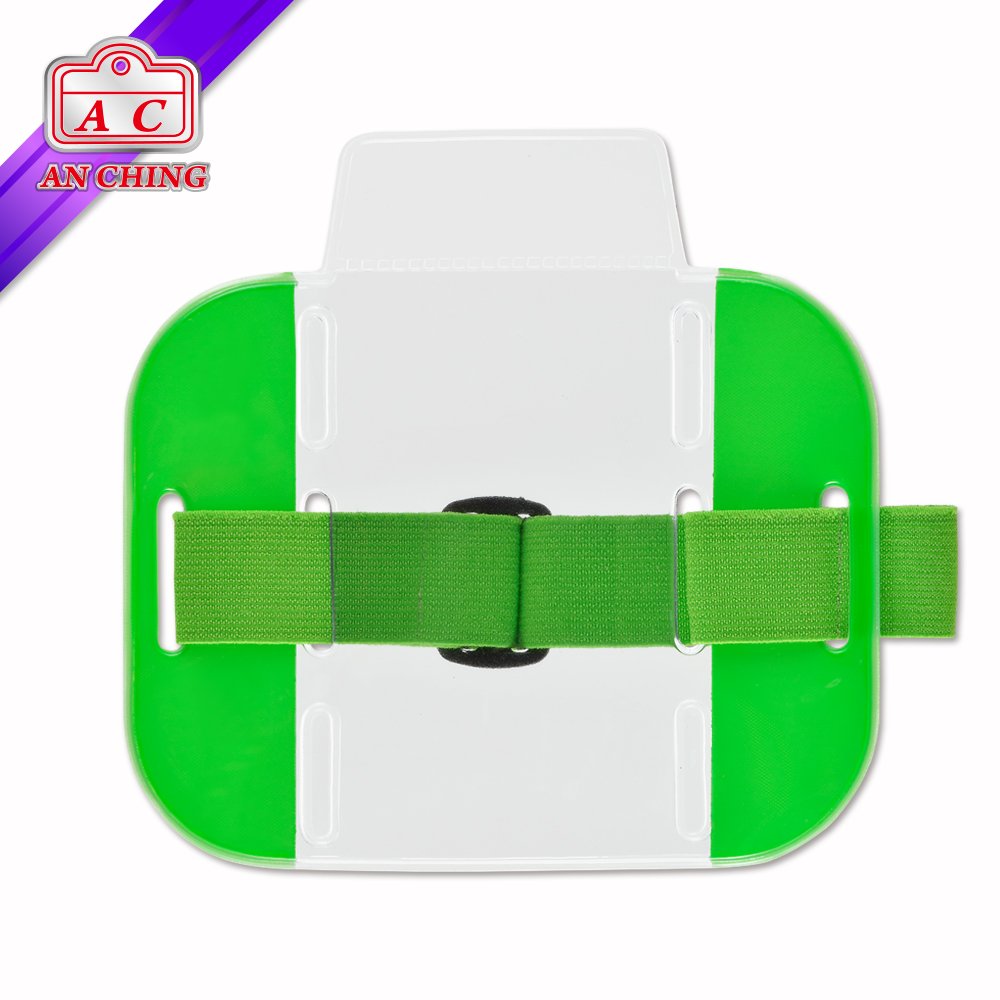 Neon Reflective PVC Armband Card Badge Holder