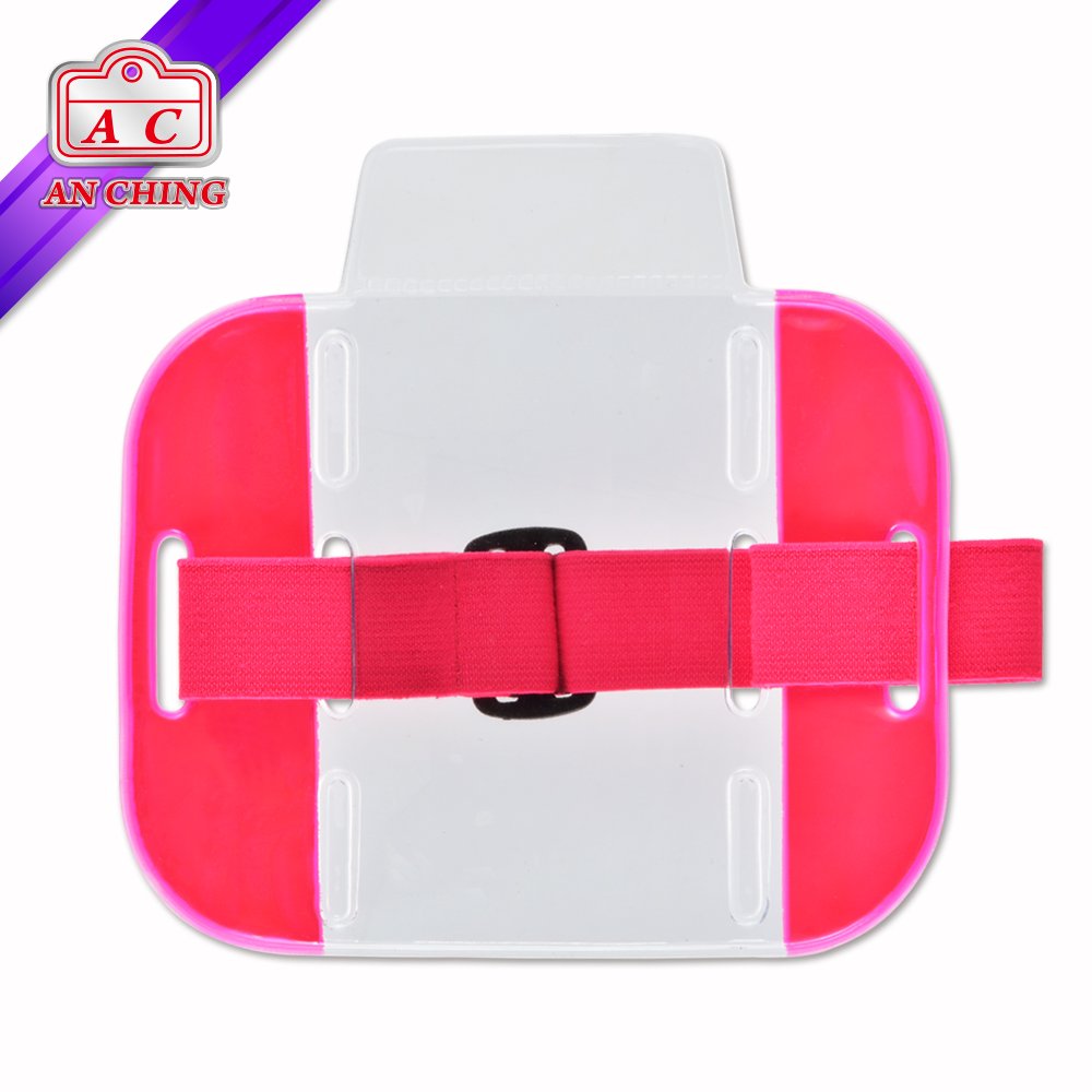 Neon Reflective PVC Armband Card Badge Holder