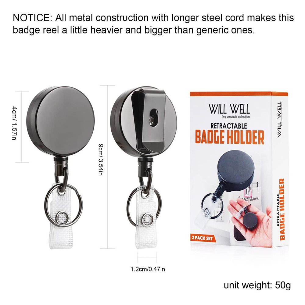 Retractable Reel ID Badge Key Card Name Tag Holders with Belt Clip