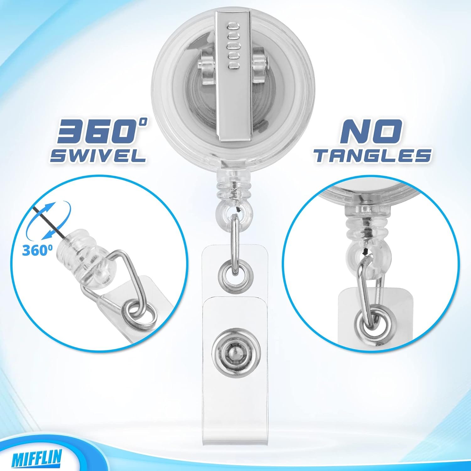 Zine Alloy round Shape Retractable Yoyo Badge Reel Metal Id Card Holder with ABS Plastic PVC Materials Printed Logo Accessory