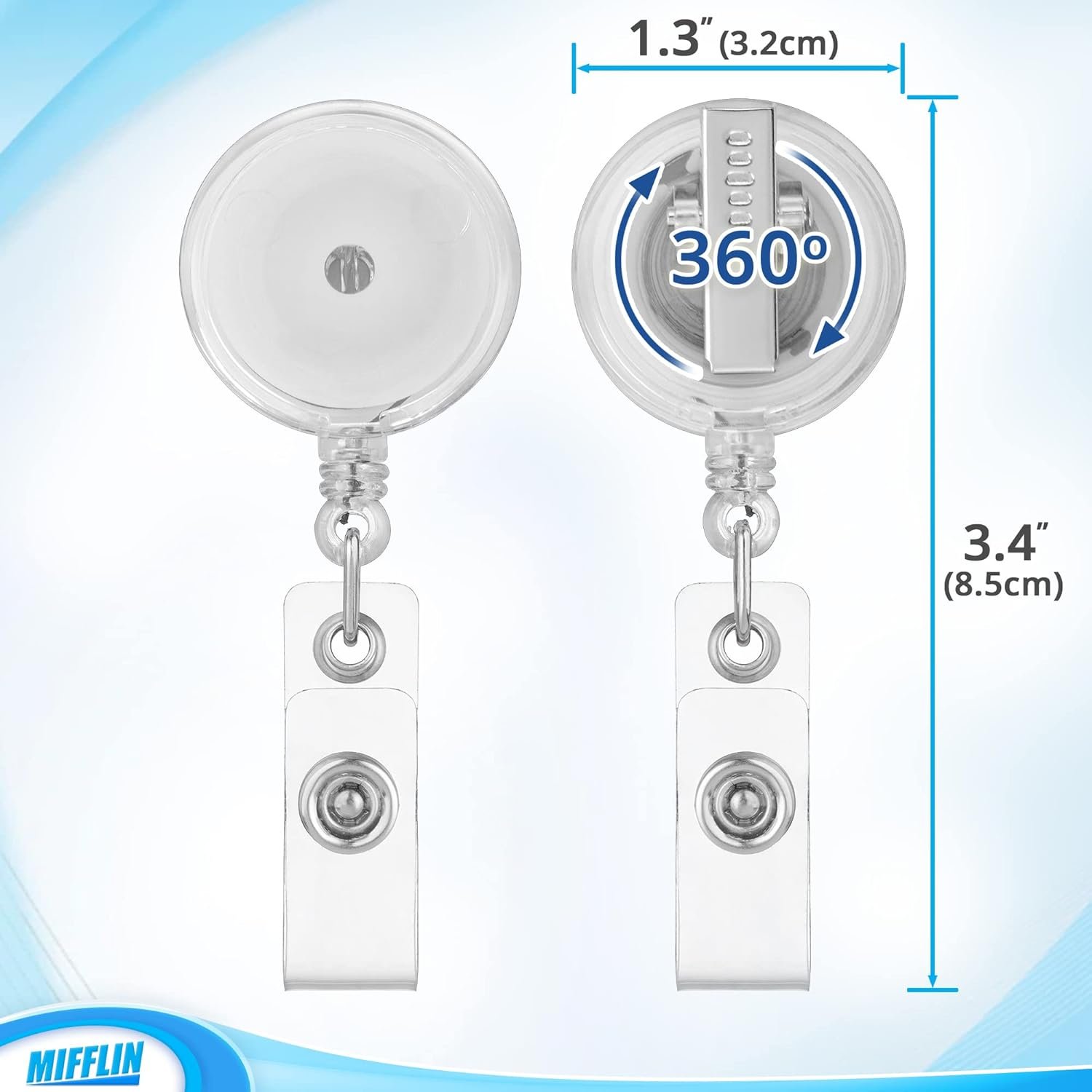 Zine Alloy round Shape Retractable Yoyo Badge Reel Metal Id Card Holder with ABS Plastic PVC Materials Printed Logo Accessory
