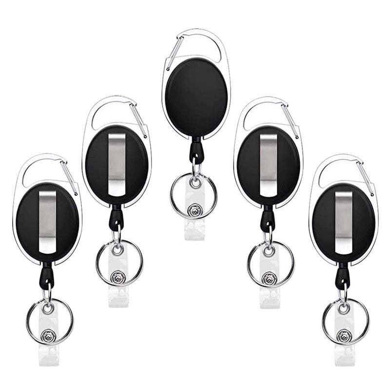 Wholesale Custom Pull String Plastic Yoyo Anti-lost Keychain Retractable Oval Badge Reel Clip for ID Card Holder Accessories