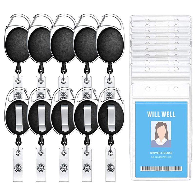 Wholesale Custom Pull String Plastic Yoyo Anti-lost Keychain Retractable Oval Badge Reel Clip for ID Card Holder Accessories