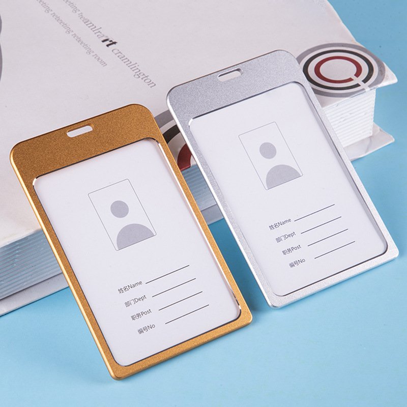 Large Size A7 Aluminum Alloy Metal Badge Holder Custom Laser Logo Vertical Work ID Card Holder