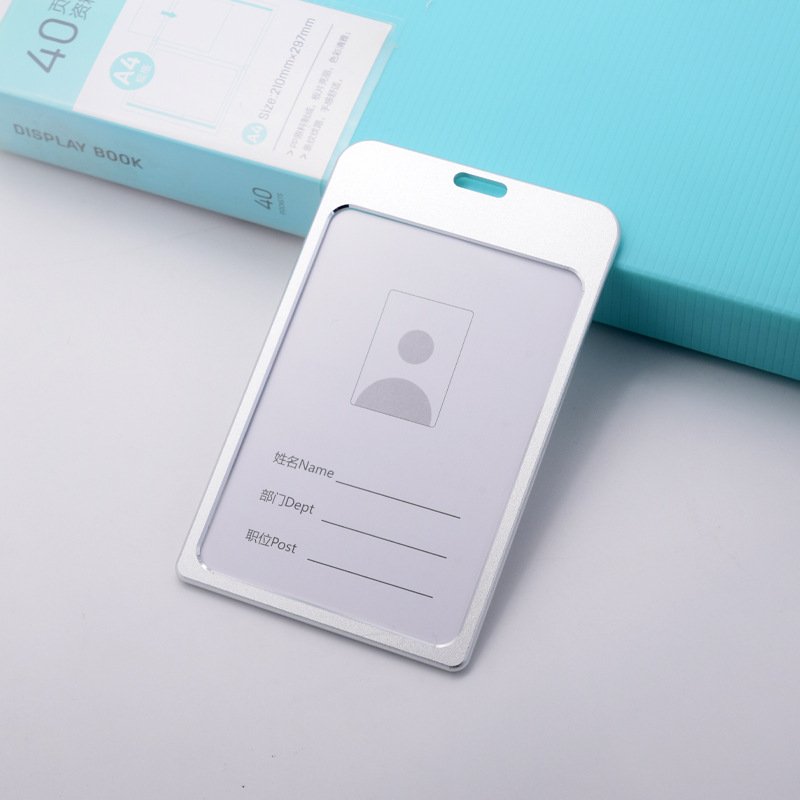 Large Size A7 Aluminum Alloy Metal Badge Holder Custom Laser Logo Vertical Work ID Card Holder