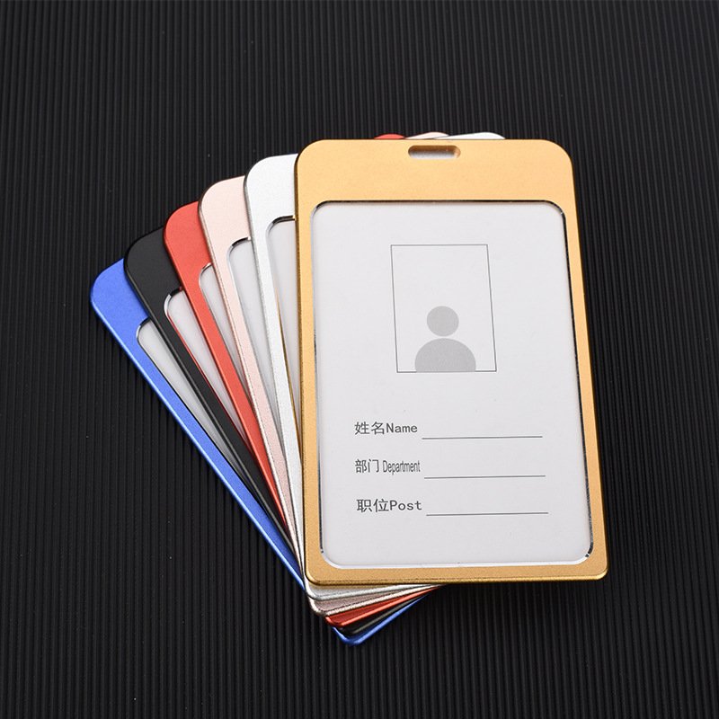 Large Size A7 Aluminum Alloy Metal Badge Holder Custom Laser Logo Vertical Work ID Card Holder