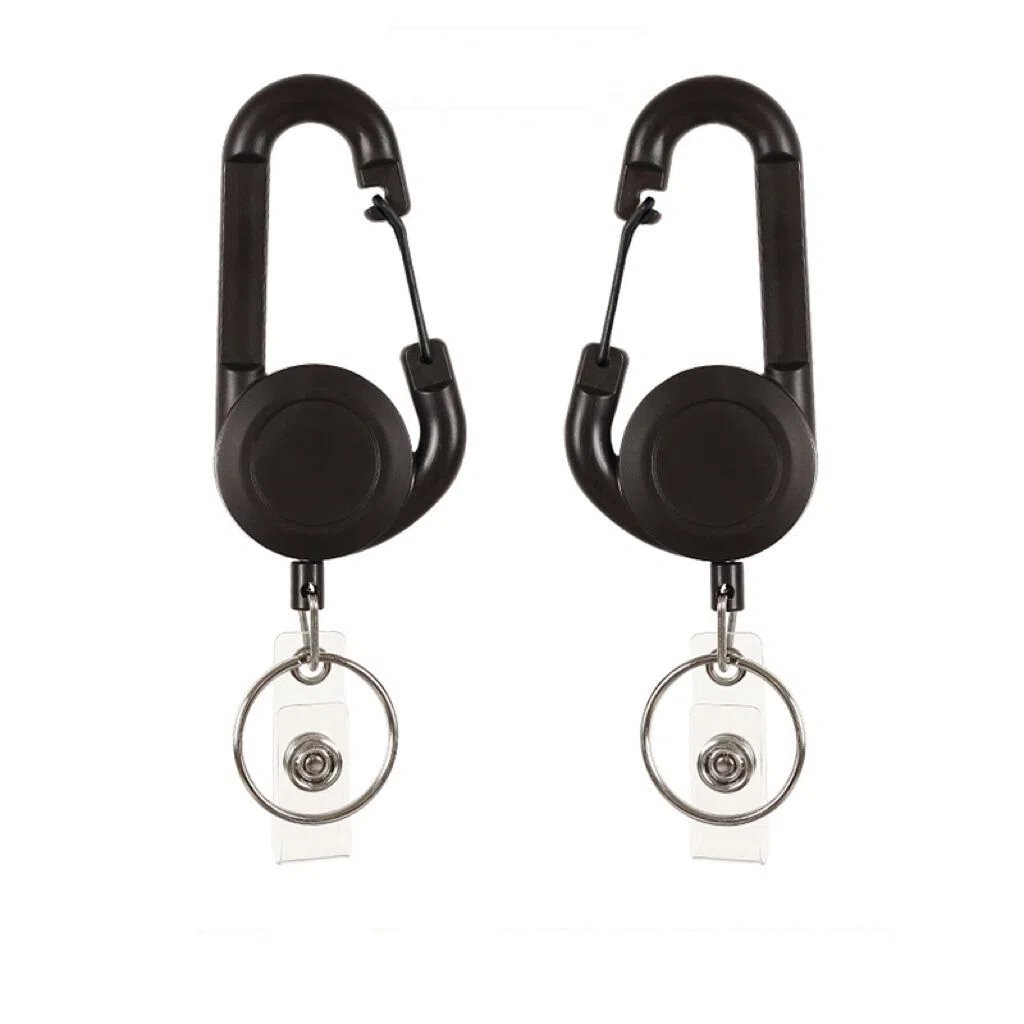 Pullther Customized Logo Multi functional Scalable Badge Scroll Keychain Bracket Outdoor Safety Buckle Carabiner