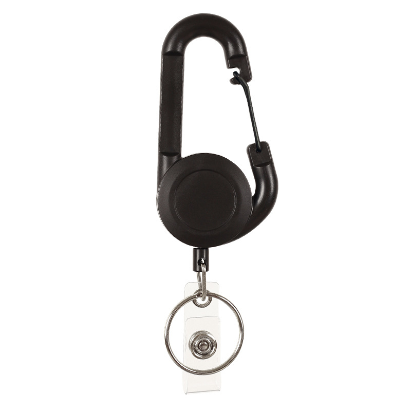 Pullther Customized Logo Multi functional Scalable Badge Scroll Keychain Bracket Outdoor Safety Buckle Carabiner